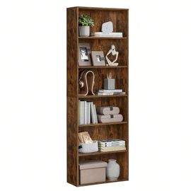 Bibliothèque, Étagère De Rangement 6 Niveaux, Meuble, Cube, Pour Salon, Bureau, Chambre, Style Industriel, 24 X 60 X 178,5 Cm, Marron Rustique