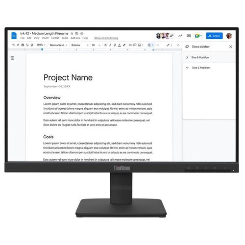 Lenovo Thinkvision S22-4e - Écran Led - 1920 X 1080 Full Hd (1080p) @ 100 Hz - Ips - 250 Cd/M² - 1300:1 - 4 Ms - Hdmi, Vga - Noir Corbeau