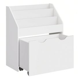 Étagère Pour Jouets, 3 Compartiments Bibliothèque Pour Enfants, Boîte À Jouets Mobile, Avec Roulettes, Blanc Nuage