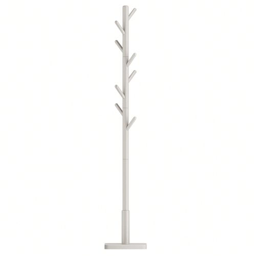 Portemanteau, Portant à vêtements en bois, 3 Hauteurs, pour manteaux, Chapeaux, Sacs, pour entrée, Couloir, Bois d'hévéa, Beige Cappuccino