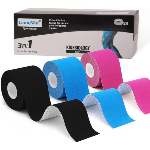Kinesiology Tape For Muscle,3 Rolls Of 5 Cm X 5 M Kinesiology Tape,Waterproof & Elastic Sport Tape-Skin-Friendly Tape For Knees Shoulders Elbows