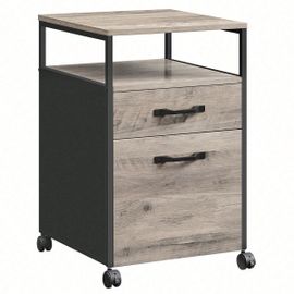 Caisson De Bureau 2 Tiroirs, Placard De Rangement Mobile, Avec Roulettes, Grège Et Noir