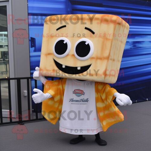 Personnage De Costume De Mascotte Redbrokoly Sandwich Au Fromage Grillé Blanc Vêtu D'un Short De Bain Et De Châles