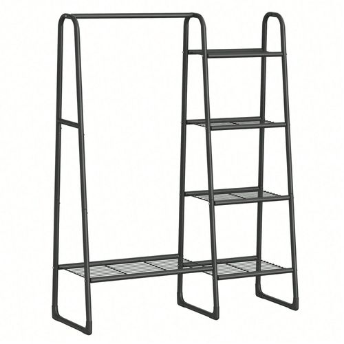 Portant À Vêtement, Penderie À Vêtements, 5 Étagères De Rangement, Structure En Métal, 40 X 101,7 X 153,3 Cm, Noir D'encre