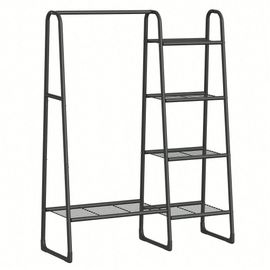Portant à vêtement, Penderie à vêtements, 5 Étagères de rangement, Structure en métal, 40 x 101,7 x 153,3 cm, Noir d'encre