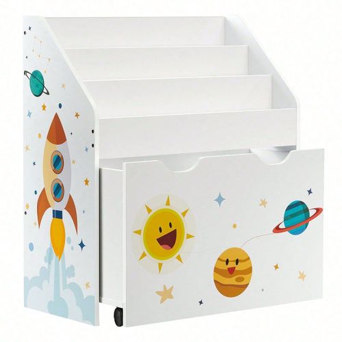 Étagère Pour Jouets, 3 Compartiments, Boîte À Jouets Avec Roulettes, Blanc