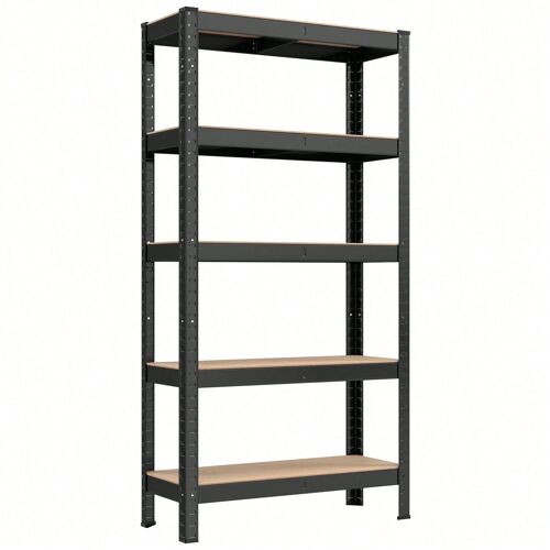 Étagère De Rangement À 5 Niveaux, 30 X 75 X 150 Cm, Capacité 650 Kg, Planches Réglables, Style Industriel, Noir