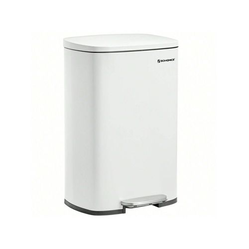 Poubelle de cuisine 50L à pédale, avec seau Intérieur en plastique, Couvercle, Anti-odeur, Blanc