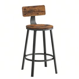 Tabouret De Bar, Lot De 2, Avec Dossier, Cadre En Acier, Hauteur 62,5 Cm