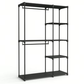 Armoire De Rangement, Avec Barres De Suspension, Porte-Vêtements, Organisateur, Pour Vestiaire, Chambre, 43 X 124 X 182 Cm, Noir