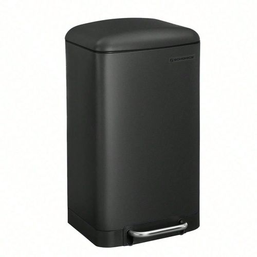 Poubelle de cuisine, 30L, Poubelle en acier avec pédale, Couvercle et Seau Intérieur, Fermeture en douceur, Noir