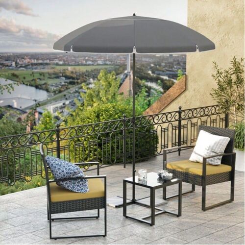 Parasol De Jardin Ø 2 M, Portable, Résistant Au Vent, Baleines En Fibre De Verre, Avec Sac, Gris