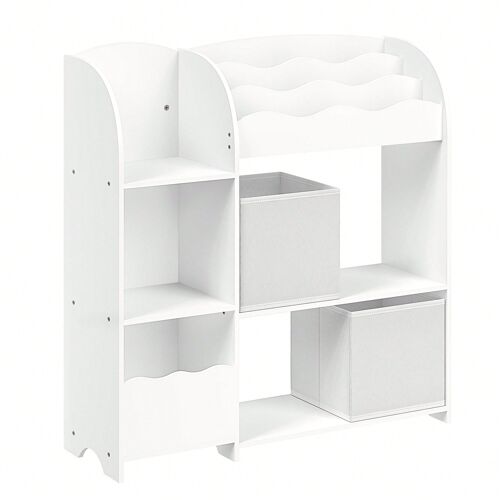 Étagère de rangement pour enfants, pour livres et Jouets, Organisateur avec 2 Boîtes de rangement, Blanc Nuage