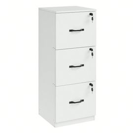 Caisson de bureau à 3 Tiroirs, Support d'imprimante, 3 Tiroirs Verrouillables, Rail de suspension Réglable, pour dossiers A4, Blanc Nuage