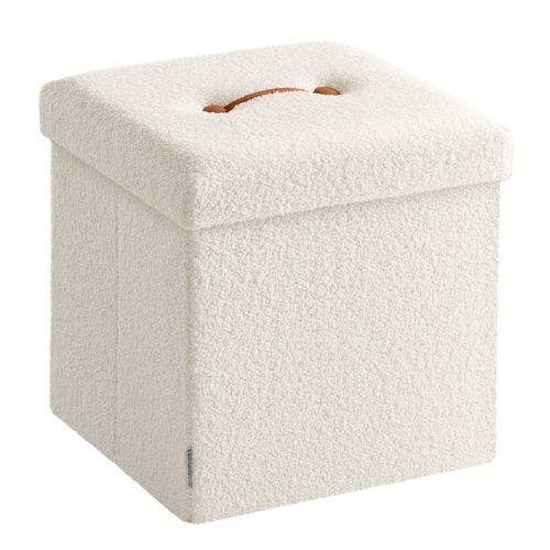 Tabouret De Rangement, 38 X 38 X 38 Cm, Boîte De Rangement, Capacité De Charge Jusqu'à 300 Kg, Pour Salon, Chambre, Couloir, Blanc Crème