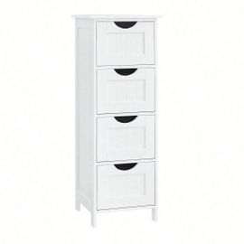 Armoire De Salle De Bain Avec 4 Tiroirs, 30 X 30 X 82 Cm, Placard De Rangement, Colonne Blanc