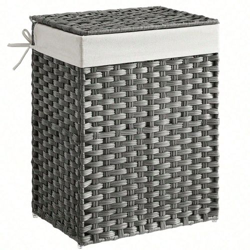 Panier à linge de 90l, Tissé à la Main, Corbeille à vêtements en rotin Synthétique