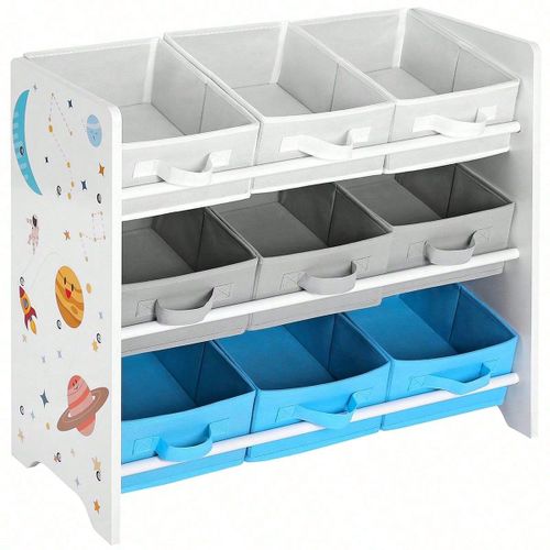 Étagère De Rangement Enfant Pour Jouets Et Livres, Pour Chambre D'enfant, Salle De Jeux, Garderie, École, 62,5 X 29,5 X 60 Cm, Motif Espace, Blanc