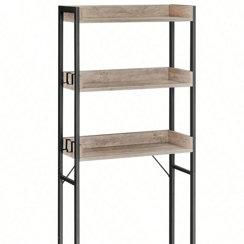Étagère De Toilettes, Étagère Wc, À 3 Niveaux, 63 X 25 X 165 Cm, Style Industriel, Grège Et Noir