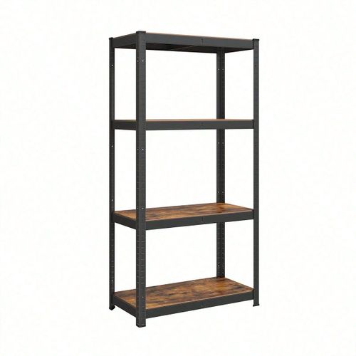 Étagère de rangement à 4 Niveaux, 40 x 80 x 160 cm, Capacité 520 Kg, Planches Réglables, Style Industriel, Marron Rustique et Noir