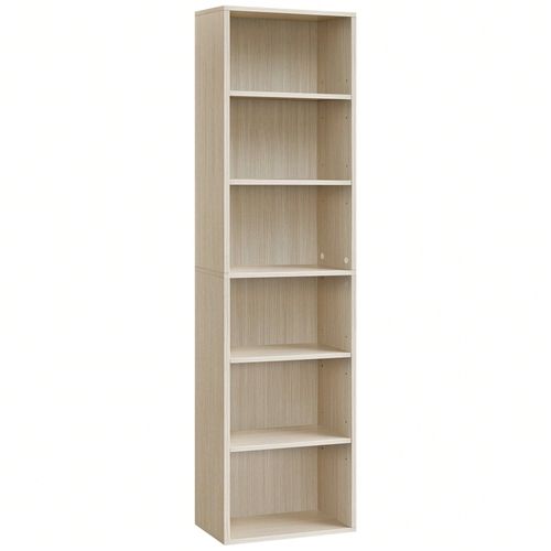 Bibliothèque, Étagère Sur 6 Niveaux, Meuble De Rangement Ouvert, Étagère, 24 X 40 X 178,5 Cm, Pour Salon, Bureau, Salle À Manger, Beige Naturel