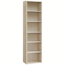 Bibliothèque, Étagère Sur 6 Niveaux, Meuble De Rangement Ouvert, Étagère, 24 X 40 X 178,5 Cm, Pour Salon, Bureau, Salle À Manger, Beige Naturel