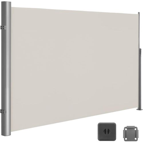 Paravent extérieur 180 x 400 cm (H x L), Store latéral pour balcon et terrasse, Paravent retractable - Beige