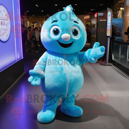 Personnage De Costume De Mascotte Redbrokoly Sky Blue Ice Habillé D'une Combinaison Et De Porte-Monnaie