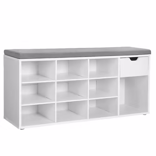 Meuble à chaussures, avec tiroir et compartiment, Siège Rembourré, 104 X 30 X 48 cm