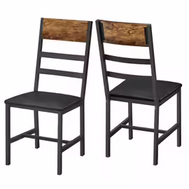 Chaises de salle à manger, Lot de 2, Assise Rembourrée, Cadre en acier