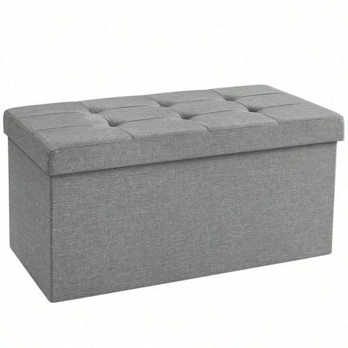 Banc de rangement Pliable de 76 cm, Coffre de rangement, Tabouret Repose-Pieds, Pouf de chambre, Gris Clair