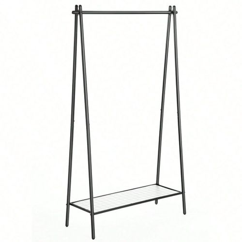 Portemanteau Métallique, Portant à vêtements, avec tringle, Étagère Inférieure, Style Sobre, pour chambre, Dressing,92,5 x 33,5 x 153cm, Noir