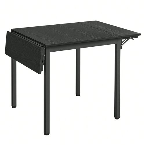 Table De Salle À Manger Pliable, Table De Cuisine Extensible, Bureau, Pour 2 À 4 Personnes, Rectangulaire, Avec Abattants, Noir Boisé Et Noir D'encre