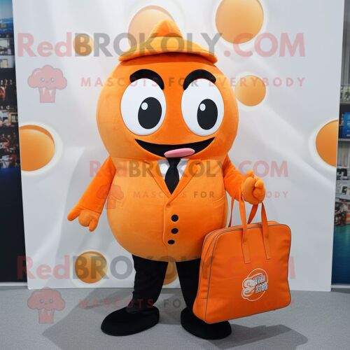 Costume De Mascotte Redbrokoly Orange Sushi Personnage Habillé D'un Blazer Et De Tote Bags