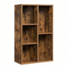 Bibliothèque, Étagère À 5 Niveaux, Meuble De Rangement, Pour Salon, Bureau, Chambre, Cloison Séparateur, 50 X 24 X 80 Cm, Marron Rustique