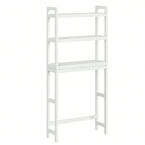 Étagère WC, Rangement au-Dessus des Toilettes, 3 Niveaux, avec Étagère Réglable, Convient à la Plupart des Toilettes, Gain de place, Blanc Nuage