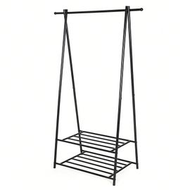 Portant À Vêtements, Penderie À Vêtements, Portemanteau Avec 2 Étagères De Rangement Pour Chaussures, Boîte, Cadre Métallique, Noir
