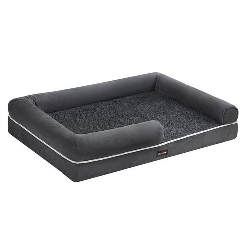 Panier Pour Chien Orthopédique, Rembourrage Moelleux, Bords Rehaussés, Housse Amovible Et Lavable, 106 X 80 X 20 Cm, Antidérapant, Gris Foncé