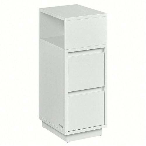 Tables De Chevet Étroite, Lot De 2, Tables D'appoint Avec 2 Tiroirs Et Compartiment Ouvert, Montage À Gauche Ou À Droite, Blanc Nuage