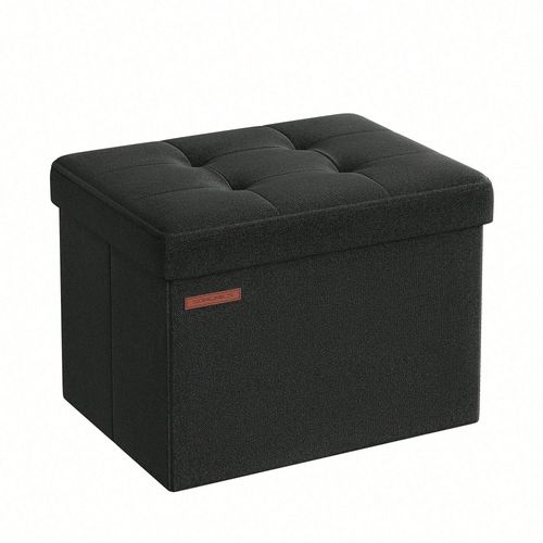 Banc De Rangement Pliable De 41 Cm, Coffre De Rangement, Tabouret Repose-Pieds, Pouf De Chambre, Noir Pur