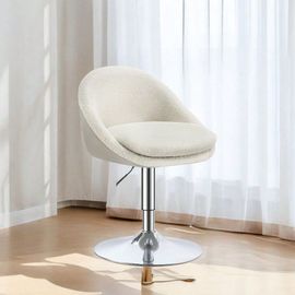 Tabouret De Bar, Avec Dossier Et Socle, En Acier, Blanc Crème