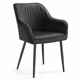 Chaise De Salle À Manger, Fauteuil En Velours, Rembourrée, Avec Accoudoirs, Charge Max. 120 Kg, Pieds En Métal, Noir D'encre