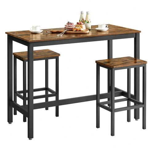 Ensemble Table Et Chaises, Table À Manger, Style Industriel, Marron Rustique Et Noir