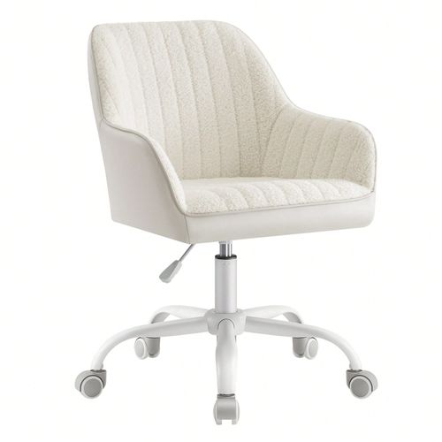 Chaise De Bureau, Fauteuil Pivotant, Beige Cappuccino Et Blanc Nuage