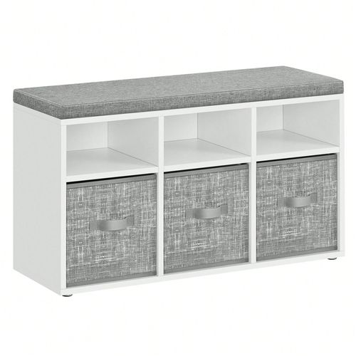 Banc À Chaussures, Avec 6 Compartiments Et 3 Étagères, Blanc Nuage