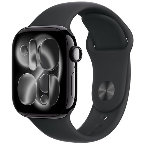 Apple Watch Series 11 (GPS + Cellular) - 42 mm - aluminium noir jais - Montre connectée avec bracelet sport - fluoroélastomère - noir - taille du bracelet : S/M - 64 Go - LTE, Wi-Fi 4, UWB...