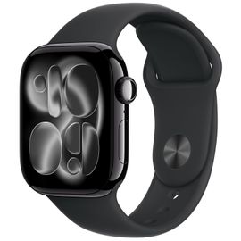 Apple Watch Series 11 GPS 42mm Boitier en Aluminium Noir de Jais avec Bracelet Sport Noir S/M