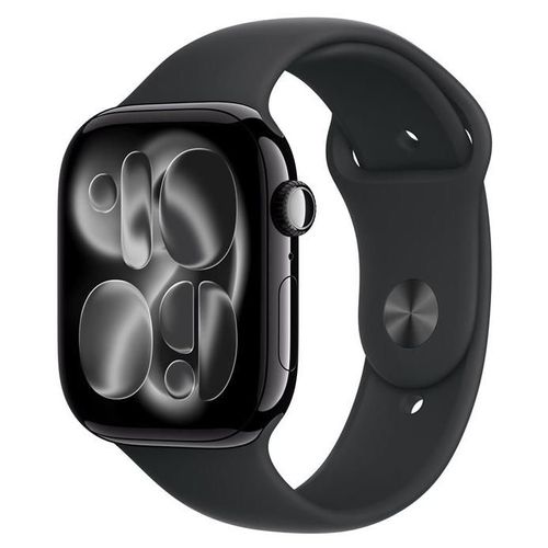 Apple Watch Series 11 GPS + Cellular 46mm Boitier en Aluminium Noir de Jais avec Bracelet Sport Noir S/M