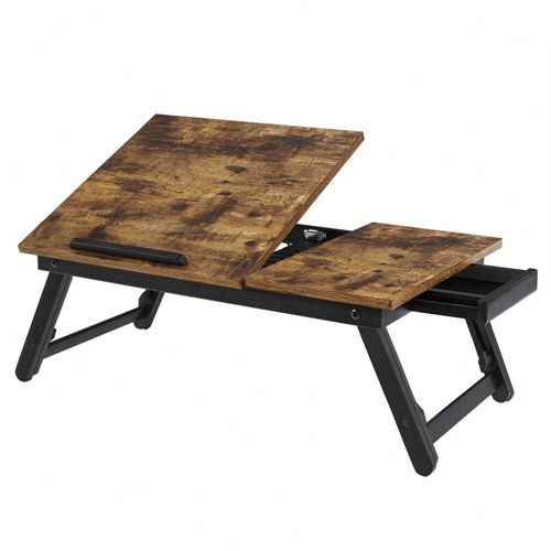 Table de lit, Support pour ordinateur Portable, pour écran jusqu'à 15,6 pouces, Marron rustique