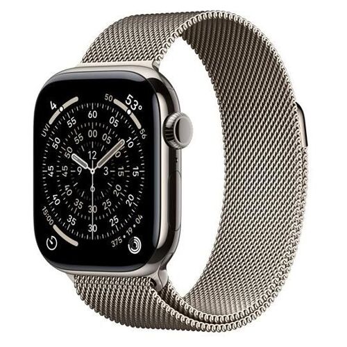 Apple Watch Series 11 GPS + Cellular 42mm Boitier en Titane Naturel avec Bracelet Milanais Naturel